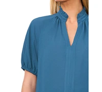 CeCe Women's Split-Neck Puff-Sleeve Blouse