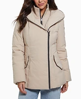 Guess Women's Bibbed Shawl-Collar Hooded Puffer Coat