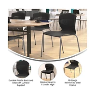 Emma+Oliver Arcana Series Set Of 5 Heavy Duty 770 Lb. Capacity Ergonomic Polypropylene Stack Chair With Lumbar Support And Steel Frame