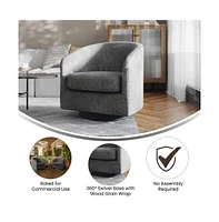 Caro Upholstered Club Style Barrel Chair With Sloped Armrests And 360 Degree Swivel Base A Vinyl Wrap