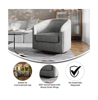Wyn Upholstered Club Style Barrel Chair With Sloped Armrests And 360 Degree Swivel Base A Vinyl Wrap
