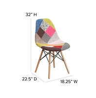 Emma+Oliver Fabric Accent Dining Chair With Wooden Legs