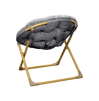 Io Kid'S Folding Saucer Chair With Cozy Faux Fur Upholstery And Metal Frame For Playroom, Bedrooms, Nursery More