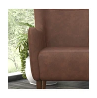 Merrick Lane Regal Traditional Wingback Accent Chair, Upholstery And Wooden Frame Legs