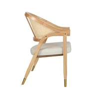 Bronson Cane Rattan Padded Accent Or Dining Chair With Metallic Accented Legs