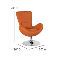 Merrick Lane Soro High-Back Egg Style Lounge Chair With 360° Swivel Metal Base