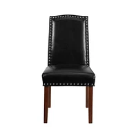 Hollowell Parsons Chair Plush Dining Chair With Accent Nail Trim And Wooden Legs