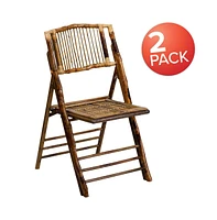 Bamboo Folding Chairs | Set Of 2 Bamboo Wood Folding Chairs