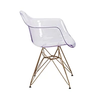 Emma+Oliver Transparent Side Chair With Arms And Gold Base