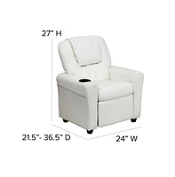 Contemporary Kids Recliner Chair With Cup Holder And Headrest