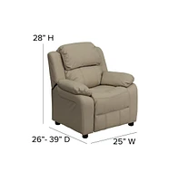 Deluxe Padded Contemporary Kids Recliner With Storage Arms