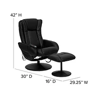 Massaging Multi-Position Plush Recliner Chair With Side Pocket And Ottoman