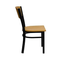 Emma+Oliver Wood Circle Back Metal Restaurant Dining Chair