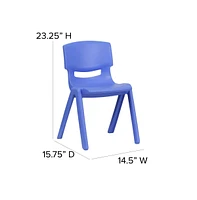 Emma+Oliver 4 Pack Plastic Stackable K-2 School Chair With 13.25"H Seat