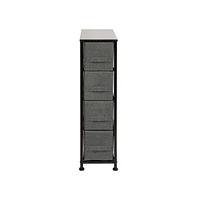 4 Drawer Vertical Slim Storage Dresser-Wood Top & Fabric Pull Drawers