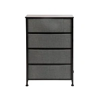 Emma+Oliver 4 Drawer Vertical Slim Storage Dresser-Wood Top & Fabric Pull Drawers