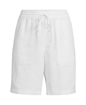 Lands' End Women's High Rise Drawstring A-line 10" Linen Shorts