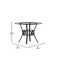 42" Round Glass Dining Table With Metal Frame