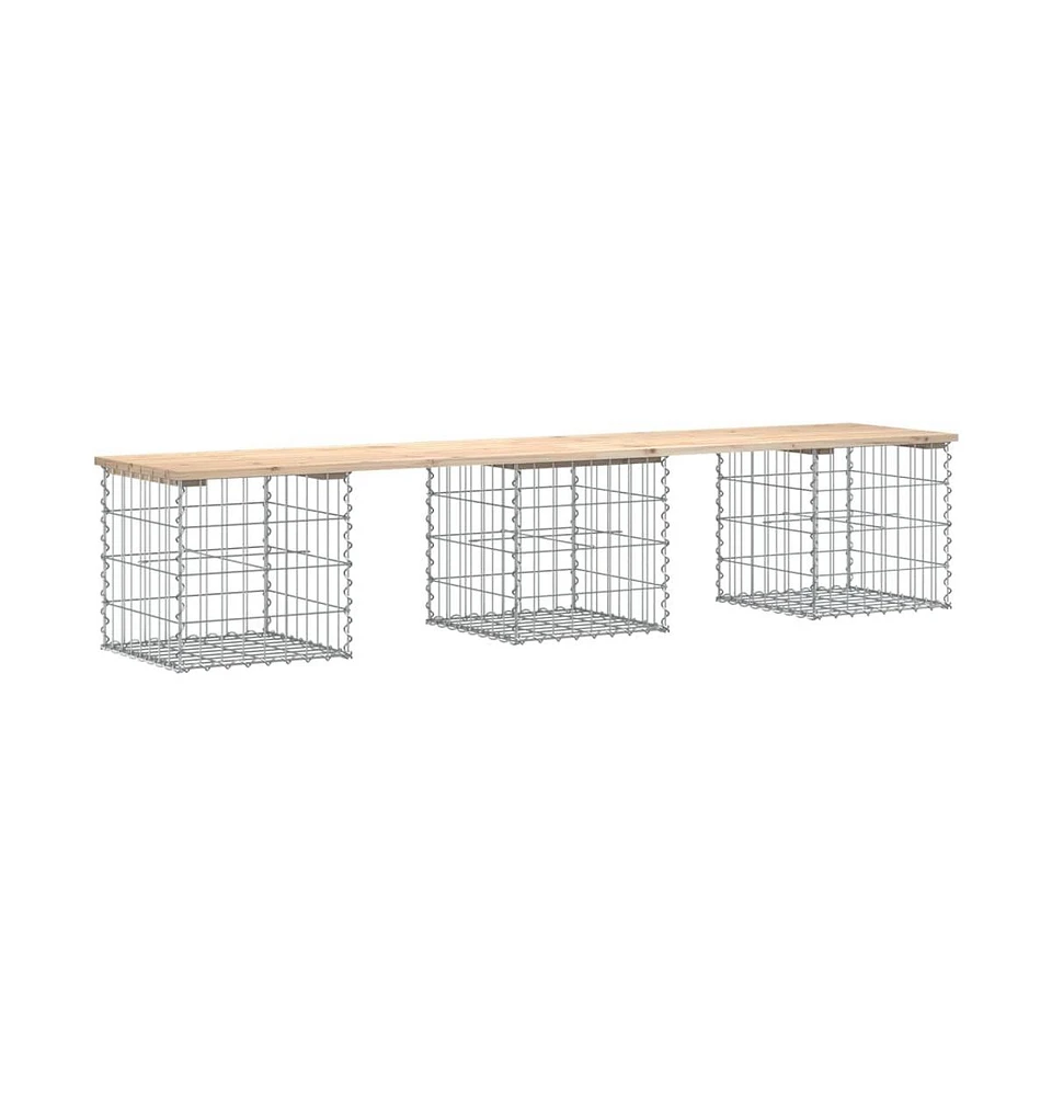 vidaXL Patio Bench Gabion Design 79.9"x17.3"x16.5" Solid Wood Pine