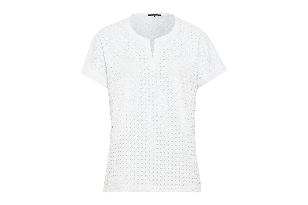 Olsen Women's 100% Cotton Short Sleeve Eyelet T-Shirt