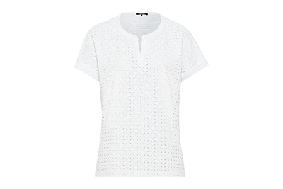 Olsen Women's 100% Cotton Short Sleeve Eyelet T-Shirt
