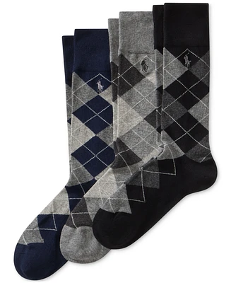 Polo Ralph Lauren Men's Socks, Extended Size Argyle Dress Men's Socks 3-Pack