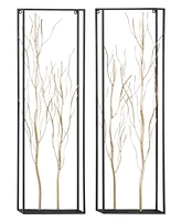 Rosemary Lane Gold Metal Tree Branch Wall Decor with Black Frame, Set of 2 13"W, 36"H