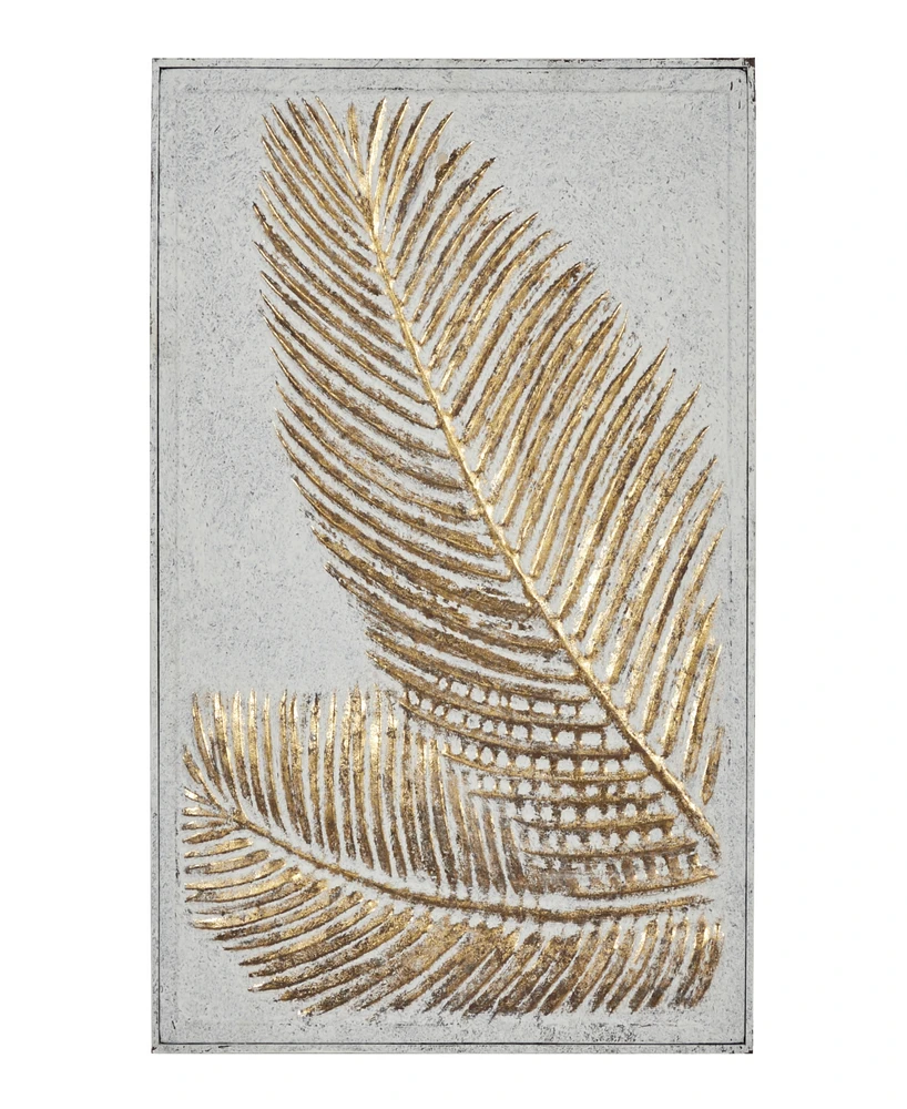 Rosemary Lane Gold Metal Relief Palm Leaf Wall Decor with Gold Detailing 23" x 1" x 31"