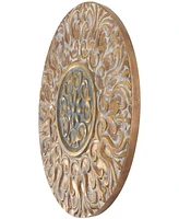 Rosemary Lane Gold Metal Plate Wall Decor with Embossed Details, 32" x 2" x 32"