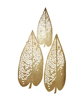 Novogratz Gold Metal Leaf Wall Decor with Laser Cut Detailing Set of 3 45", 36", 28"H