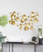 CosmoLiving by Cosmopolitan Gold Metal Geometric 3D Cube Relief Wall Decor, 36" x 2" x 20"