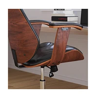 Merrick Lane Frederick Mid-Back Ergonomic Office Chair Executive Swivel Bentwood Frame Desk Chair