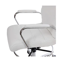 Merrick Lane Tevia Mid-Back Drafting Chair With Adjustable Foot Ring Upholstered Swivel Chair With Chrome Base