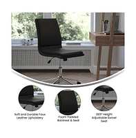 Merrick Lane Artemis Mid-Back Armless Home Office Chair With Height Adjustable Swivel Seat And Five Star Chrome Base