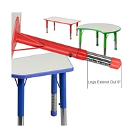 23.625"W X 47.25"L Rectangular Plastic Height Adjustable Activity Table Set With 6 Chairs