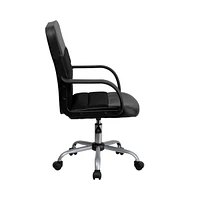 Emma+Oliver Mid-Back Leather And Mesh Swivel Task Office Chair With Arms