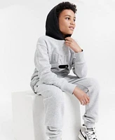 Jordan Big Boys Logo Embossed Heathered Fleece Hoodie Logo Print Heathered Fleece Joggers Created For Macys