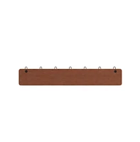 Enid 34 Inch Wall Mount Pine Wood Storage Rack With Hanging Hooks, Entryway, Kitchen, Bathroom