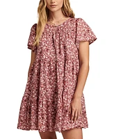 Lucky Brand Women's Cotton Floral-Print Tiered Mini Dress