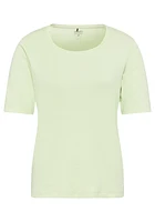 Olsen Women's 100% Cotton Short Sleeve Solid Round Neck T-Shirt