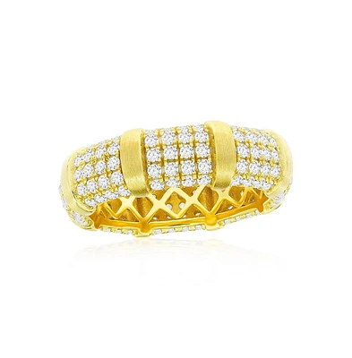 Simona Gold Plated Over Sterling Silver Micro Pave Cz Matte Eternity Ring