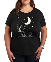 Hybrid Apparel Trendy Plus Peanuts Snoopy & Woodstock Moon and Stars Graphic T-Shirt