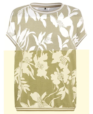 Olsen Women's Short Sleeve Abstract Floral Print T-Shirt