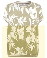 Olsen Women's Short Sleeve Abstract Floral Print T-Shirt