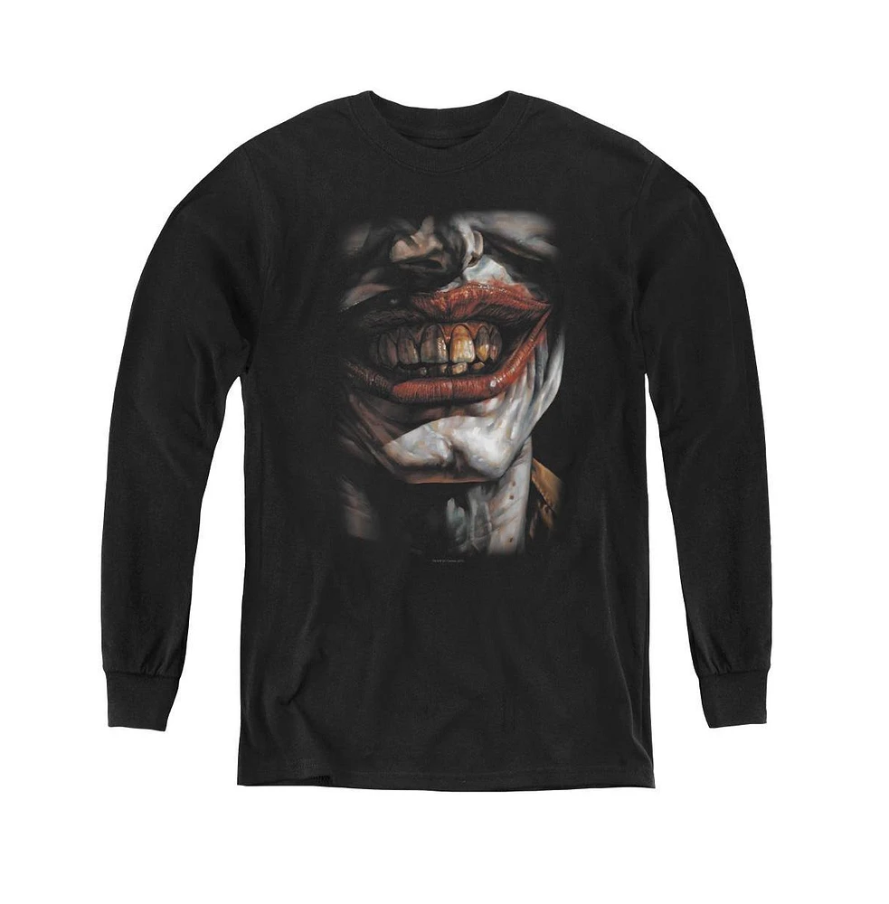 Batman Boys Youth Smile Of Evil Long Sleeve Sweatshirts