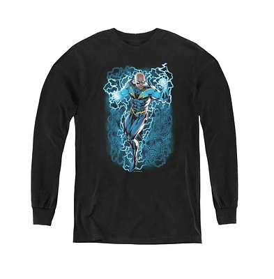 Justice League Boys of America Youth Black Lightning Bolts Long Sleeve Sweatshirts