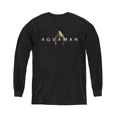 Aquaman Movie Boys Youth Logo Long Sleeve Sweatshirts