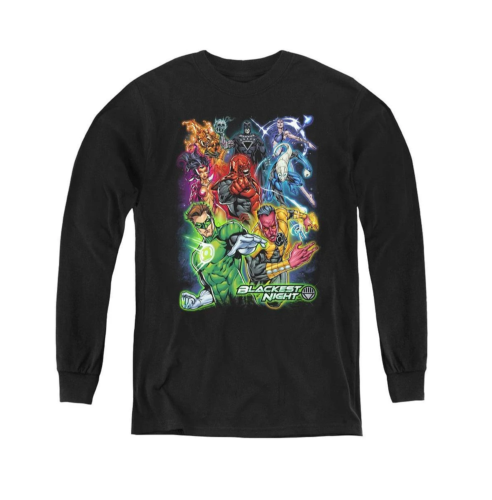 Green Lantern Boys Youth Blackest Group Long Sleeve Sweatshirts