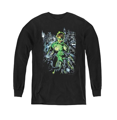 Green Lantern Boys Youth Surrounded By Death Long Sleeve Sweatshirts