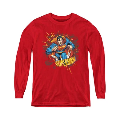 Superman Boys Youth Sorry About The Wall Long Sleeve Sweatshirts